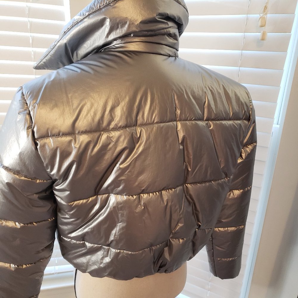 Silver Crop Puffer Jacket - Picture 2 of 9